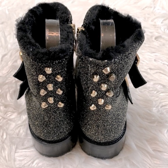 ROSS & SNOW Handmade in Italy leather sparkly gold goldtone studs ankle bootie - Picture 3 of 13